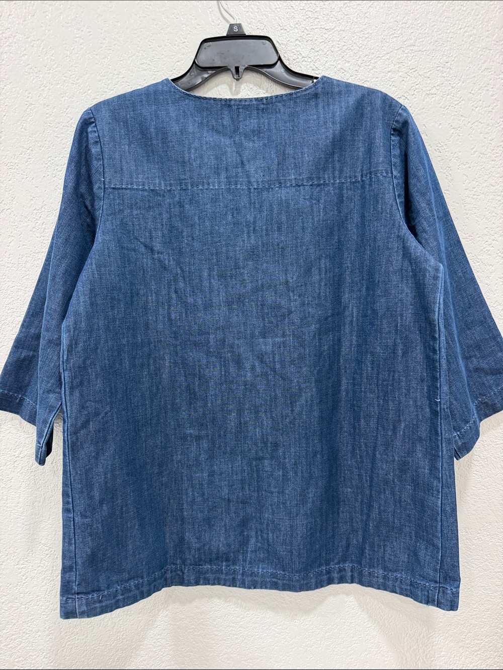 Martha Stewart Denim Top with Shoulder Zip - Blue Medium - Picture 6 of 7